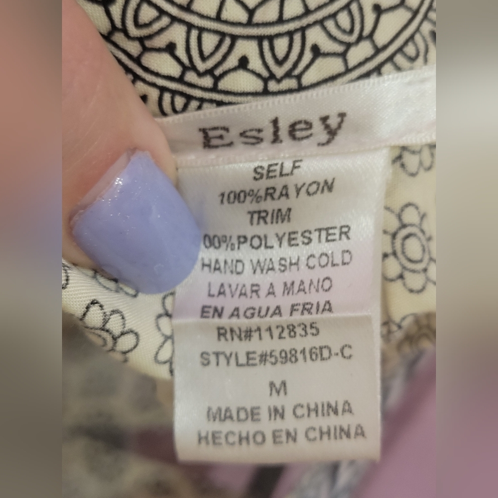 🎀CLEARANCE🎀 ESLEY Cream and Black Sleeveless Halter Sun Dress W Keyhole - Picture 7 of 7